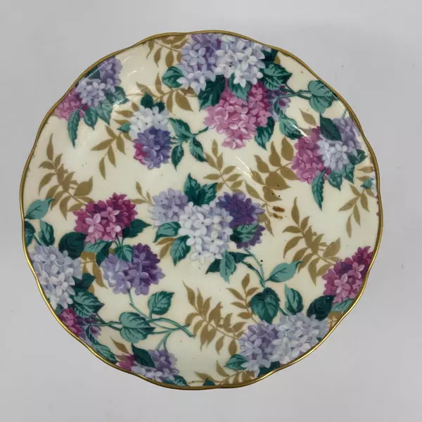 Baldwin Ceramic And Brass Pedestal Bonbon Dish Lilac Pattern