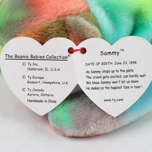 TY Beanie Baby Sammy 1999 Multicolor Bear With Ear Tag Error 1998 Plush Doll Toy