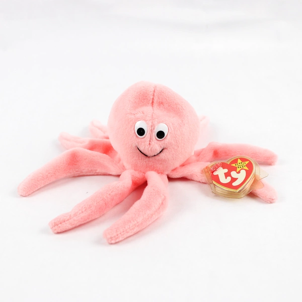 TY Beanie Baby Inky 1993 Pink Octopus With Tag Plush Doll Toy Style 4028