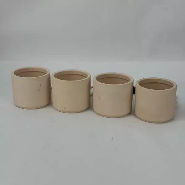Set of 4 Smiling Ceramic Shelf Planters with Legs And Feet Beige