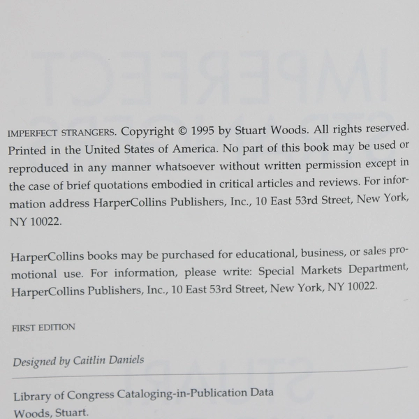 Imperfect Strangers by Stuart Woods 1995 First Edition HC