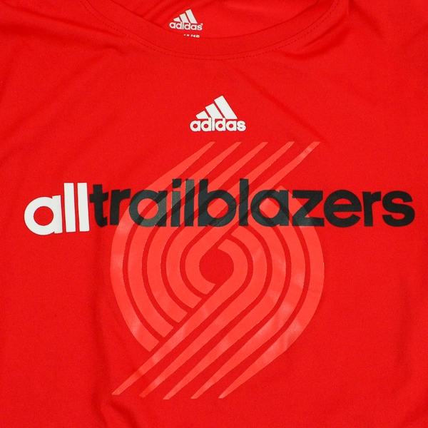 Adidas Portland Trail Blazers Red Long-Sleeve Athletic Shirt Boys' Large 14/16