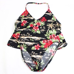 Catalina 2 Piece Red Tropical Floral Halter Top Tankini Set Women's Size 1X