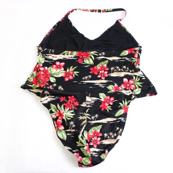 Catalina 2 Piece Red Tropical Floral Halter Top Tankini Set Women's Size 1X