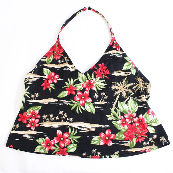 Catalina 2 Piece Red Tropical Floral Halter Top Tankini Set Women's Size 1X