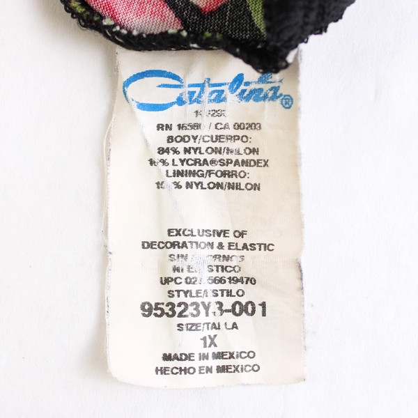 Catalina 2 Piece Red Tropical Floral Halter Top Tankini Set Women's Size 1X