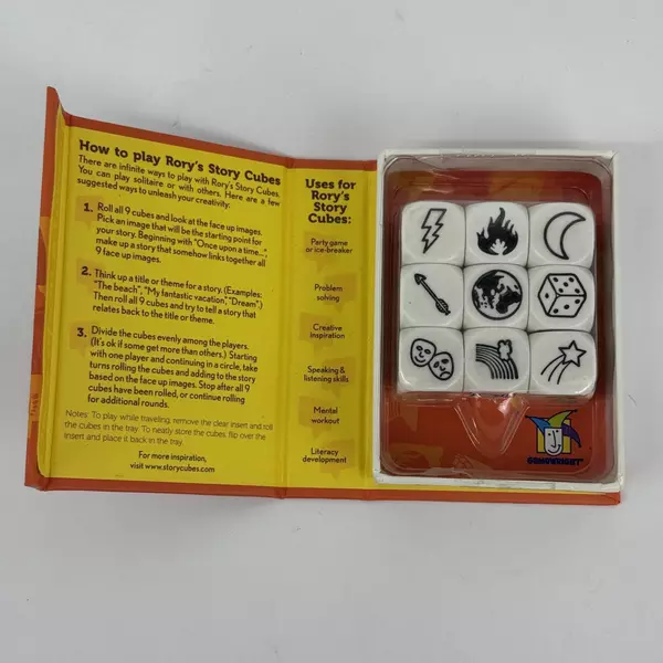 Rory's Story Cubes Cooperative Creative Storytelling Dice Game Used 8 Dice