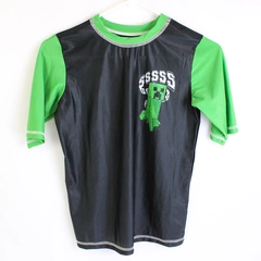 Minecraft Creeper Rash Guard Swim Shirt Boys' Size Large