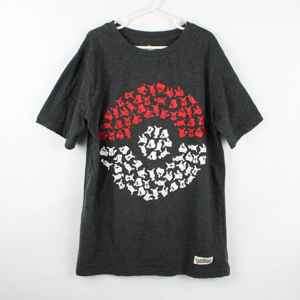 Pokemon Pikachu Pokeball Gray Graphic T-Shirt Boys' Size 12-13 Yrs