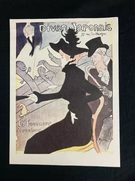 Vtg Framed & Matted Art Print Divan Japonais by Toulouse Lautrec 9x12in