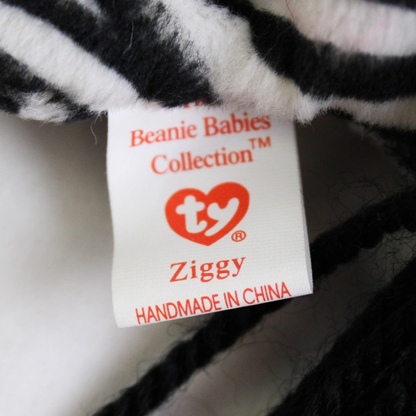 TY Beanie Baby Ziggy 1995 Black White Zebra With Tag Plush Toy #4063