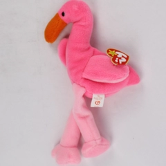 TY Beanie Baby Pinky 1995 Pink Flamingo With Tag 10" Plush Toy #4072