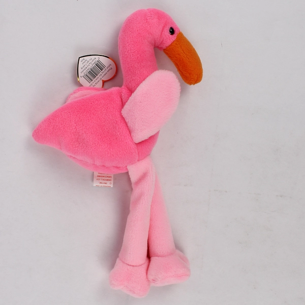 TY Beanie Baby Pinky 1995 Pink Flamingo With Tag 10" Plush Toy #4072
