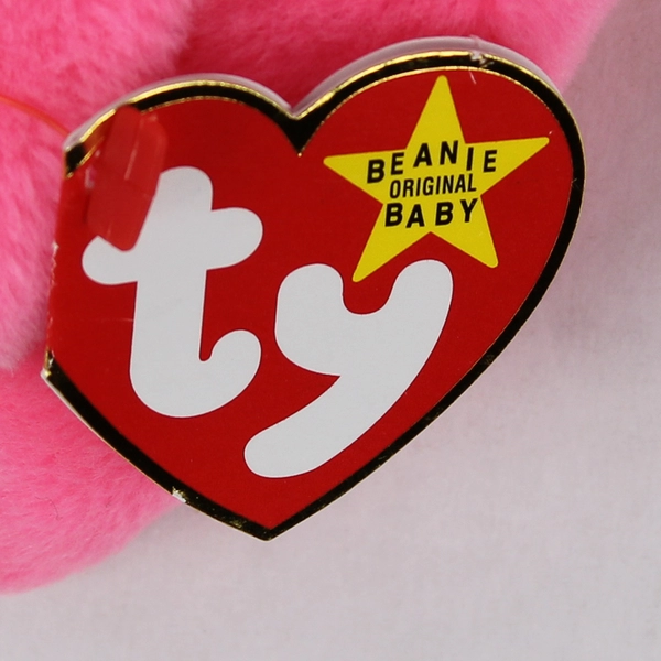 TY Beanie Baby Pinky 1995 Pink Flamingo With Tag 10" Plush Toy #4072