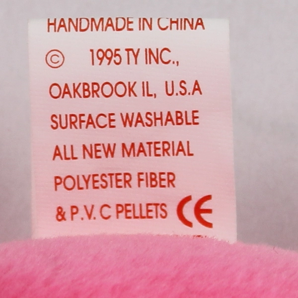 TY Beanie Baby Pinky 1995 Pink Flamingo With Tag 10" Plush Toy #4072