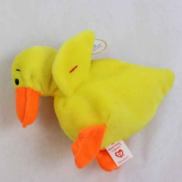 TY Beanie Baby Quackers 1993 Yellow Duck With Tag Plush Toy #4024