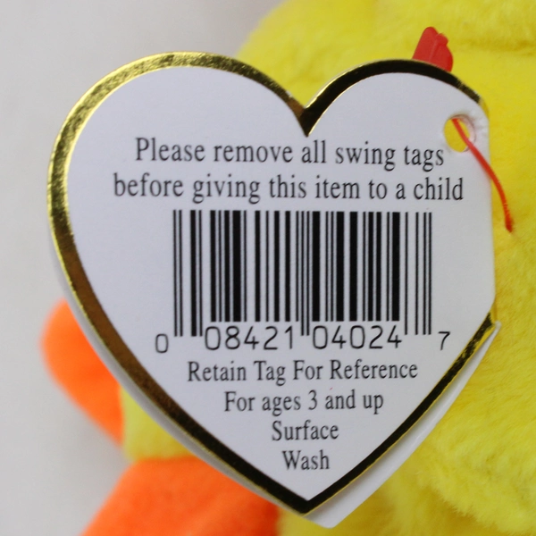 TY Beanie Baby Quackers 1993 Yellow Duck With Tag Plush Toy #4024
