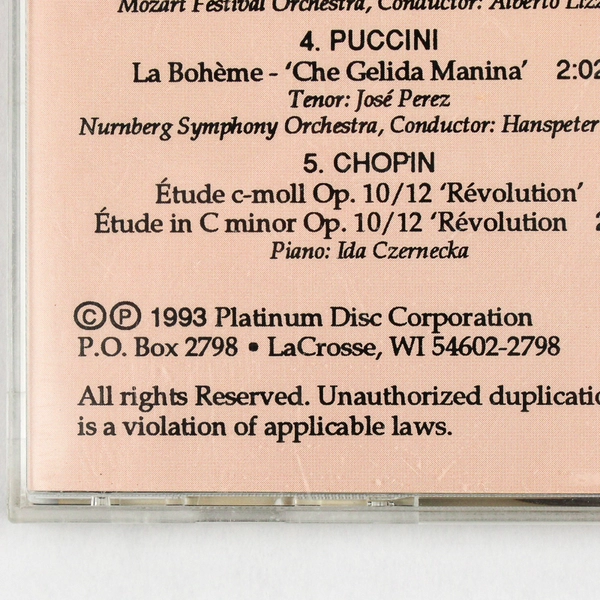 Romantic Masterworks CD Vol. 8 1993 Platinum Disc RMW 568 Classical Music
