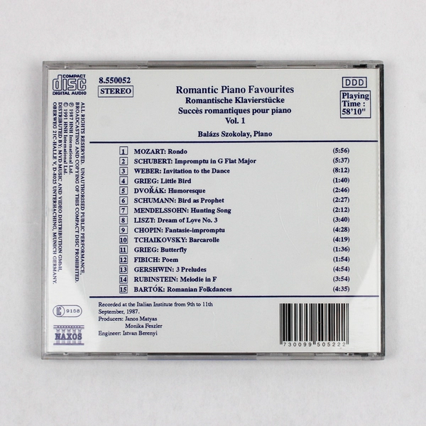 Romantic Piano Favourites Vol. 1 CD Various 1987