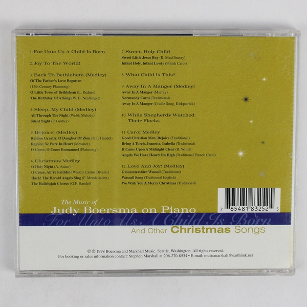 The Music Of Judy Boersma On Piano CD Christmas Songs 1998