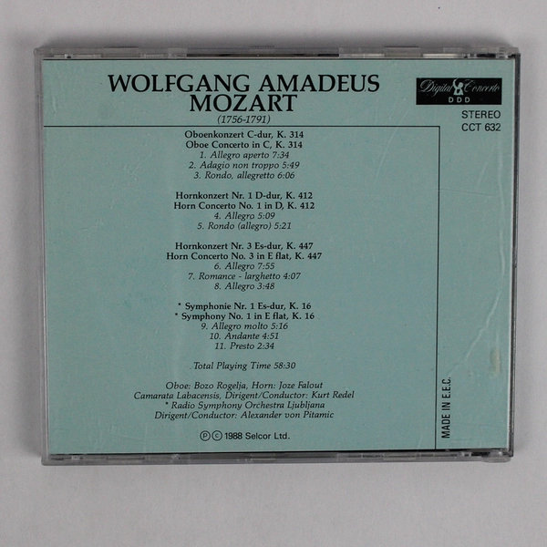 Mozart Oboe & Horn Concertos Symphony # 1 1988 Classical Music CD