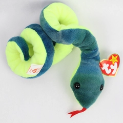 TY Beanie Baby Hissy 1997 Green/Yellow Snake With Tag 19" Plush Toy