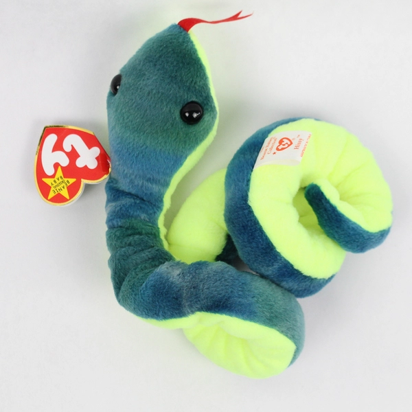 TY Beanie Baby Hissy 1997 Green/Yellow Snake With Tag 19" Plush Toy