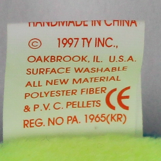 TY Beanie Baby Hissy 1997 Green/Yellow Snake With Tag 19" Plush Toy