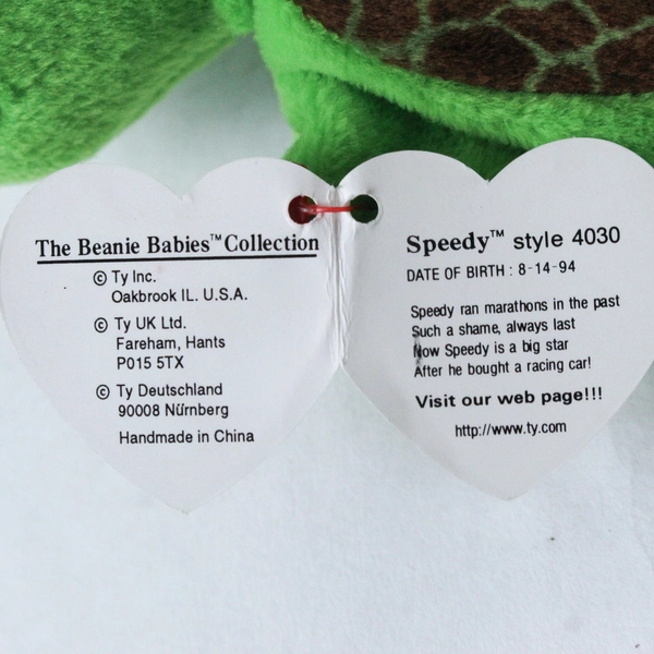 Ty Beanie Babies Speedy 1993 Green Turtle With Ear Tag Error 1994 Style #4030