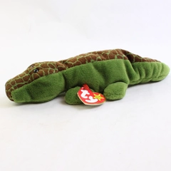 Ty Beanie Babies Ally 1993 Green/Brown Alligator W/ Ear Tag Error 1994 Plush Toy