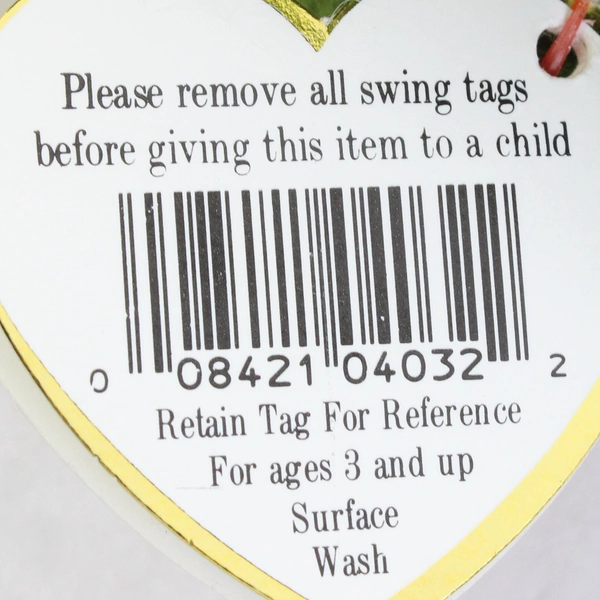 Ty Beanie Babies Ally 1993 Green/Brown Alligator W/ Ear Tag Error 1994 Plush Toy