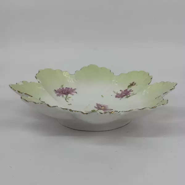 Vtg Floral Shaped Floral Pattern Porcelain Bon Bon Dish From Austria
