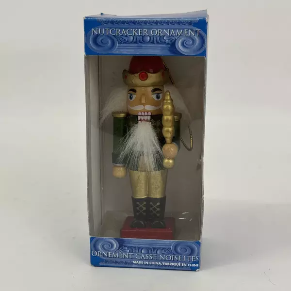 Costco Wood Nutcracker Ornament King with Scepter