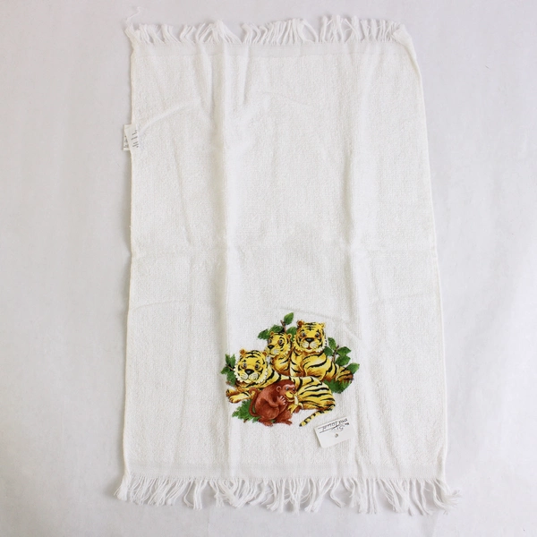 Lot Of 3 Franco 100% Cotton 90s Animal Print White Hand Towel 11" x 16"