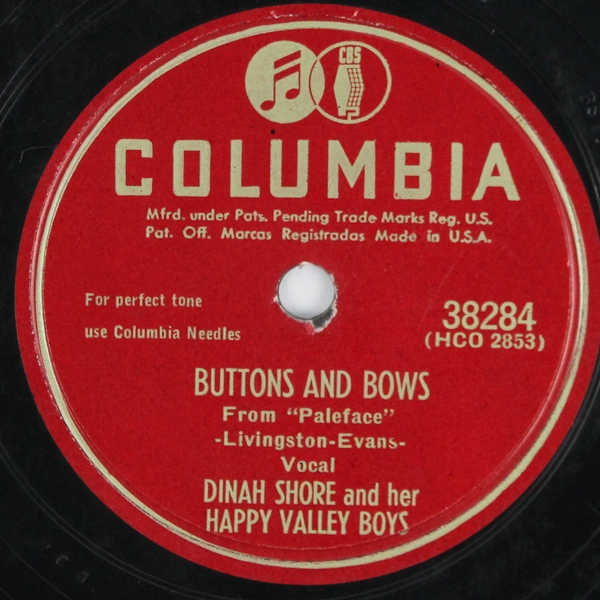 Daddy-O Dinah Shore 78 RPM Record 10" Columbia 1948
