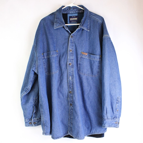 Wolverine Mens 2XL Blue Jean Insulated Flannel Lined Winter Work Shirt