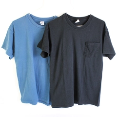Lot of 2 Hanes Large T-Shirts Black and Blue Cotton Blend Tee Shirts