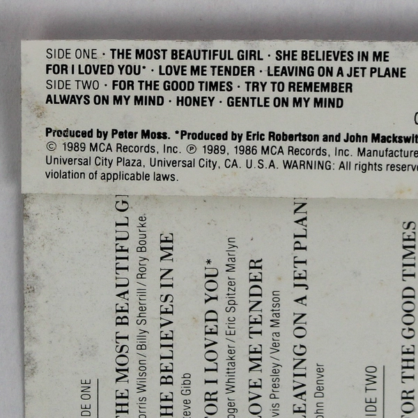 Roger Whittaker-Best of Love Ballads Volume One 1989 Cassette