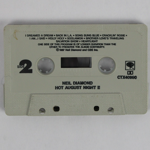 Neil Diamond Hot August Night II Cassette Tape 1987 CBS Columbia Records