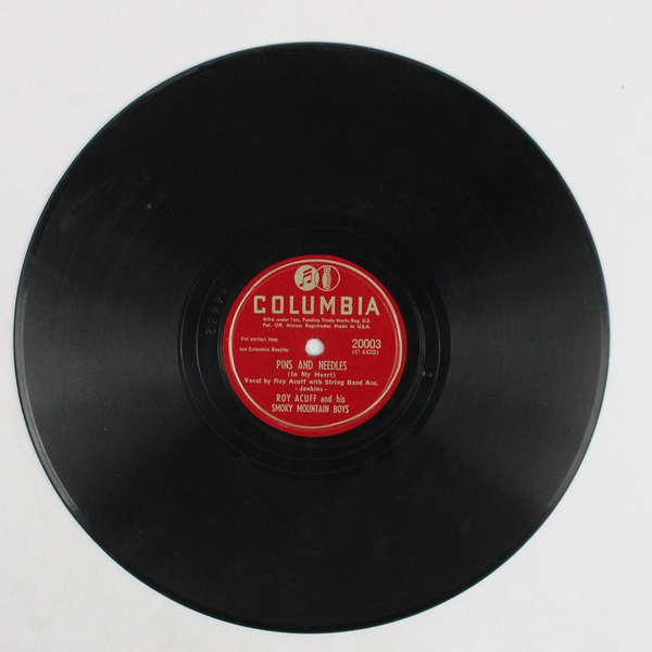 Roy Acuff Pins And Needles 78 RPM Record No. 20003 1945 Columbia