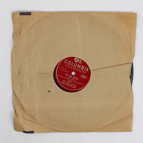 Roy Acuff Pins And Needles 78 RPM Record No. 20003 1945 Columbia