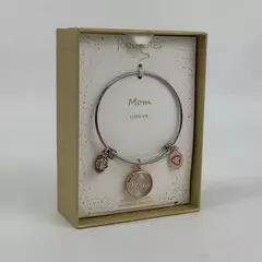 Footnotes Bracelet Mom I Love You Stainless Steel Expandable Bangle Heart Charm