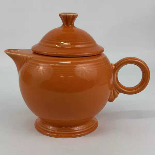 Homer Laughlin Fiesta Ware Persimmon Teapot with Lid O Ring Handle Retired