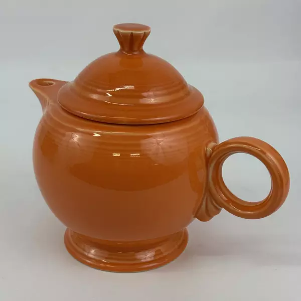 Homer Laughlin Fiesta Ware Persimmon Teapot with Lid O Ring Handle Retired