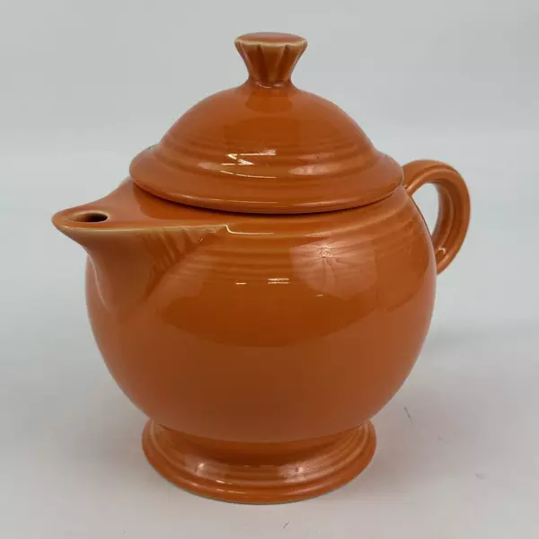 Homer Laughlin Fiesta Ware Persimmon Teapot with Lid O Ring Handle Retired
