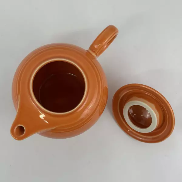 Homer Laughlin Fiesta Ware Persimmon Teapot with Lid O Ring Handle Retired
