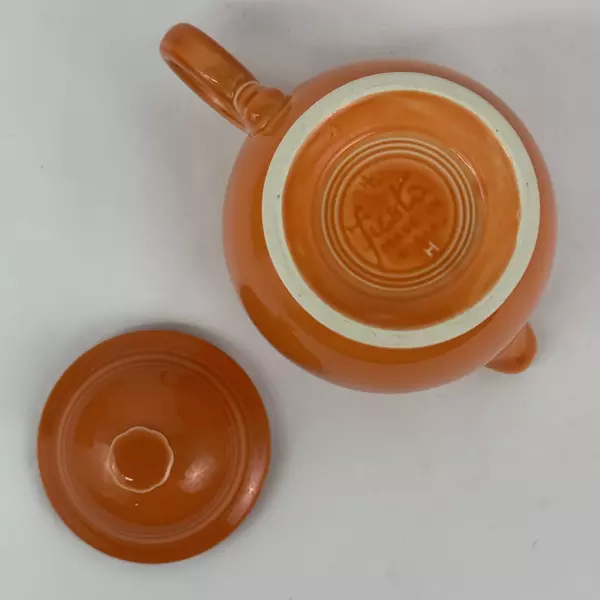 Homer Laughlin Fiesta Ware Persimmon Teapot with Lid O Ring Handle Retired