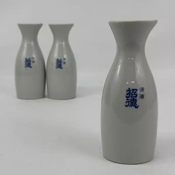 Lot of 3 White Ceramic Sake Carafes