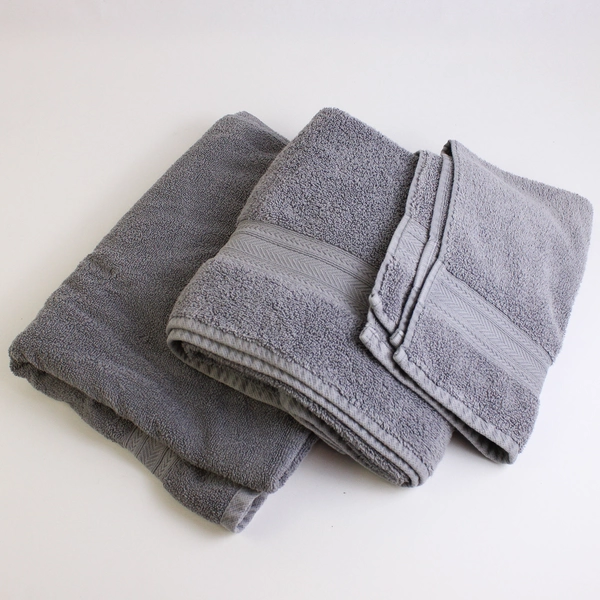 Lot Of 3 Nautica Blue Gray 2 Bath Towel 1 Hand Towels 100% Cotton
