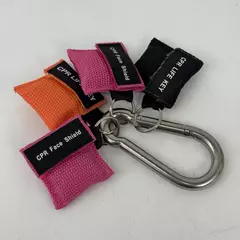 Heavy Duty Stainless Steel Carabiner Spring Snap w/4 CPR Life Key Face Shields